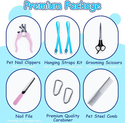 Dog Grooming Hammock Harness for Cats Dogs with Nail Clippers/Nail Trimmers/Grooming Scissors, Dog Grooming Harness for Nail Trimming, Relaxation Pet Restraint Leashes Sling Pet Grooming Sling Helper