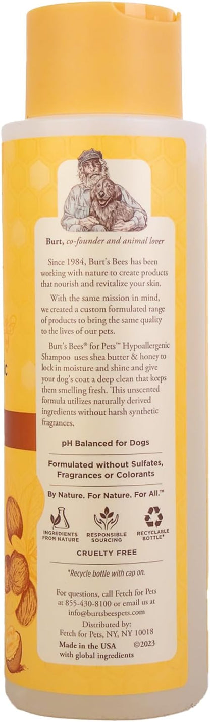 Burt's Bees for Pets Hypoallergenic Shampoo for Dogs with Shea Butter and Honey, 2pk, 95% Natural Origin Formulas, Shampoo for Sensitive Dogs - Gentle Dog Shampoo, 2pk, 16 oz