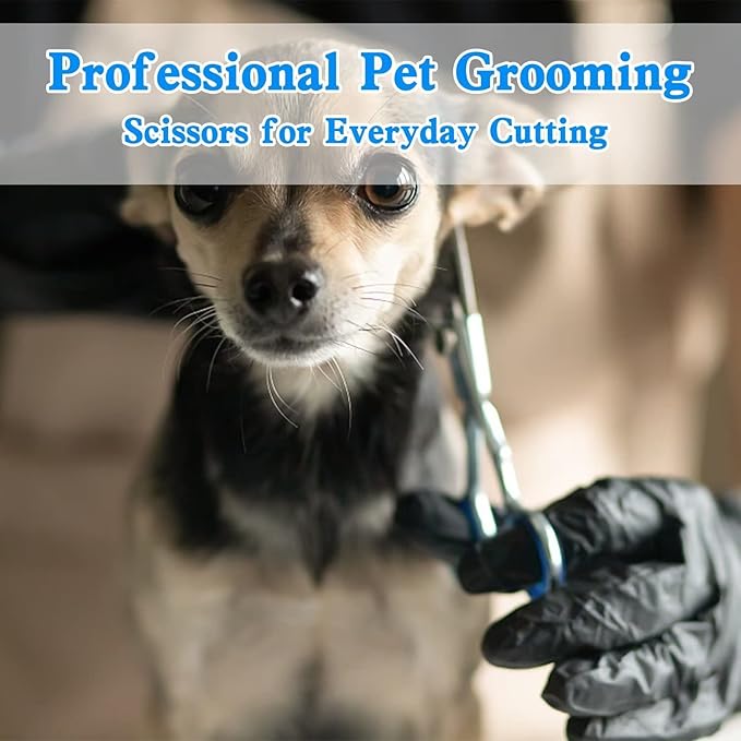 7.5'' Straight Dog Grooming Scissors Professional Dog Shears for Grooming Japan 440C Stainless Steel Sharp Smooth Heavy Duty Pet Grooming Scissors