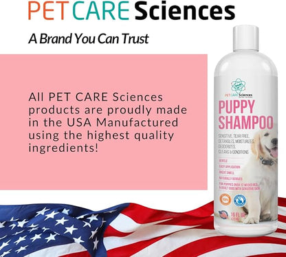 16 fl oz Tearless Puppy Shampoo and Conditioner - Anti Itch Dog Shampoo Sensitive Skin - Coconut Oil Oatmeal Pet Shampoo for Puppies