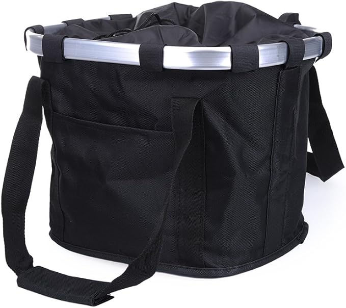 Pet Dog Bike Basket & Carrier Bag- Foldable Detachable Pet Travel Bicycle Basket - Small Animal Dog Cat Rabbit Bike Ride Basket Carrier (Black)