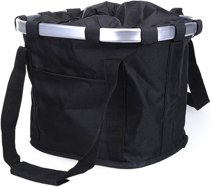 Pet Dog Bike Basket & Carrier Bag- Foldable Detachable Pet Travel Bicycle Basket - Small Animal Dog Cat Rabbit Bike Ride Basket Carrier (Black)