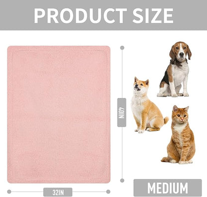 furrybaby Dog Blanket Soft Dog Blankets for Large Dogs Puppy Essentials Washable Fluffy Sherpa Fleece Cat Blanket 32x40 Inches for Bed Furniture Couch Sofa (Double-Layer Medium,Pink)