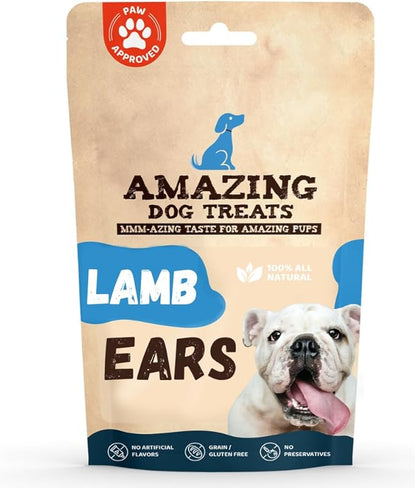 Amazing Dog Treats - Lamb Ears (10 Pcs/Pack)- Natural Dog Chews -Rawhide Alternative - No Hide Dog Bones
