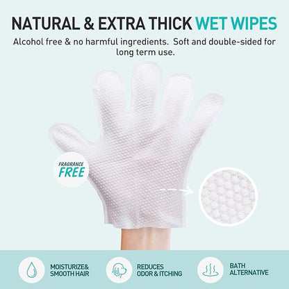 ALL FOR PAWS Cleaning & Deodorizing Bathing Wipes for Dogs and Cats Pet Grooming Wipes for Face, Body and Paws, Moisturizing No-Rinse Disposable Gloves 9 x 5 inchs 6pcs x 2