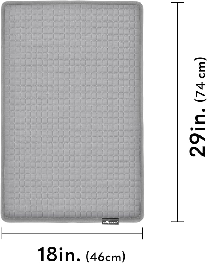 Paw Inspired Cooling Orthopedic Crate Pad for Dogs, Washable Memory Foam Dog Cooling Mat (29x18 Inch Small Size for 30 Inch Kennel, Gray)