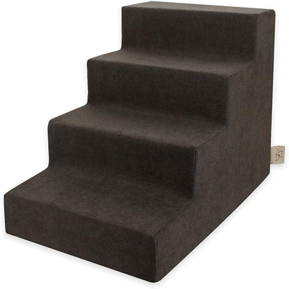Best Pet Supplies Dog Stairs for Small Dogs & Cats, Foam Pet Steps Portable Ramp for Couch Sofa and High Bed Non-Slip Balanced Indoor Step Support, Paw Safe No Assembly - Dark Brown, 4-Step
