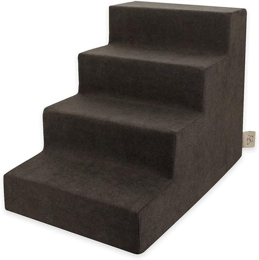 Best Pet Supplies Dog Stairs for Small Dogs & Cats, Foam Pet Steps Portable Ramp for Couch Sofa and High Bed Non-Slip Balanced Indoor Step Support, Paw Safe No Assembly - Dark Brown, 4-Step