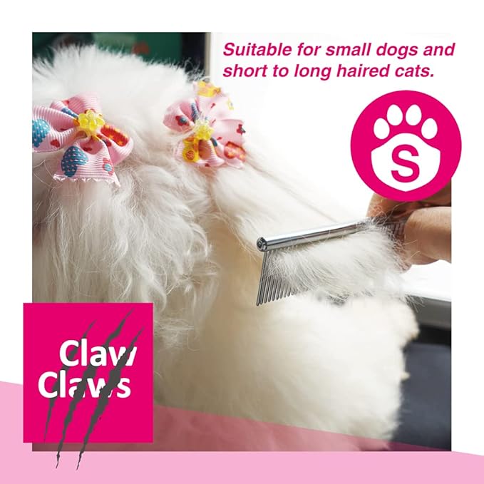 6.1" Comb with Rounded Ends Spine, Pet Comb for Professional Groomer Tool, for Short to Medium Haired Dog, Cat and other pets.