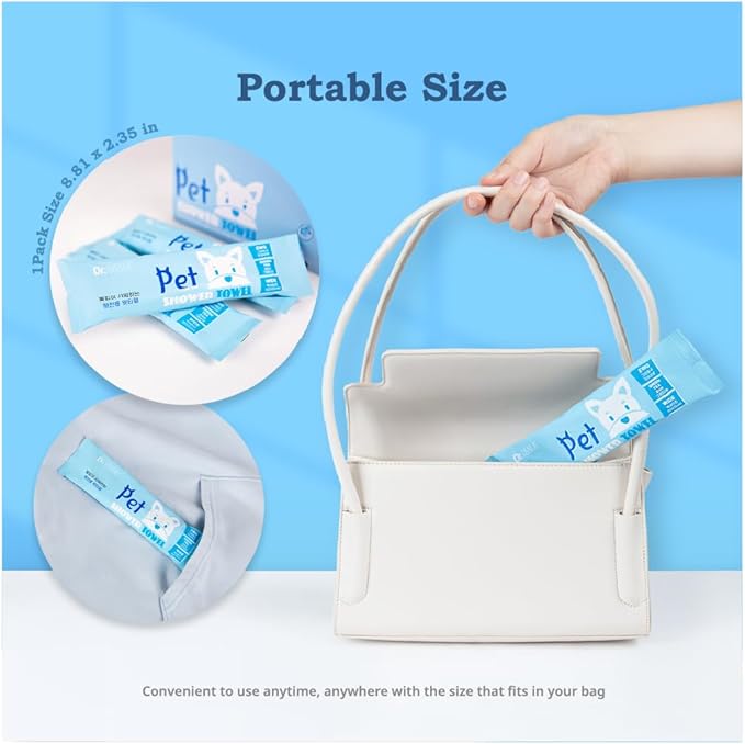 Extra Large Size - 20.5" x 12.6" Pet Wipes | Individually Packaged | Paw Wipes | Hypoallergenic | Grooming | Bathing | Green Tea Scented Deodorizing | Tear Stain | All Purpose Bath Wipes | 10 Counts