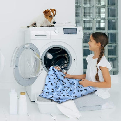 Comsmart Dog Blankets for Small Dogs, 6 Pack Puppy Blanket Cute Paw Print Pet Blanket for Dog, Puppy, Cat, Kitten, 39x31 inches, Blue