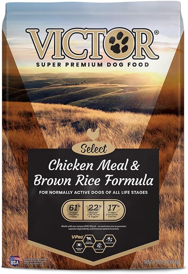 VICTOR Select - Chicken Meal & Brown Rice Formula, Dry Dog Food, 15-Lb Bag