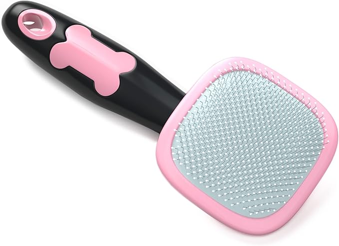 Glendan Dog Brush & Cat Brush- Slicker Pet Grooming Brush- Shedding Grooming Tools(Pink)