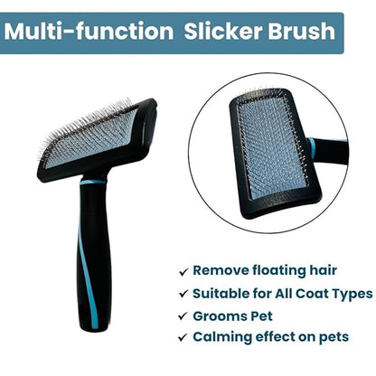 Dog Slicker Brush for Dogs, Perfect for (Goldendoodles, Labradoodles, Poodles), Groom Like a Professional, Fluff Detangle Style - Removes Loose Fur, Tangles and Undercoat (Large)
