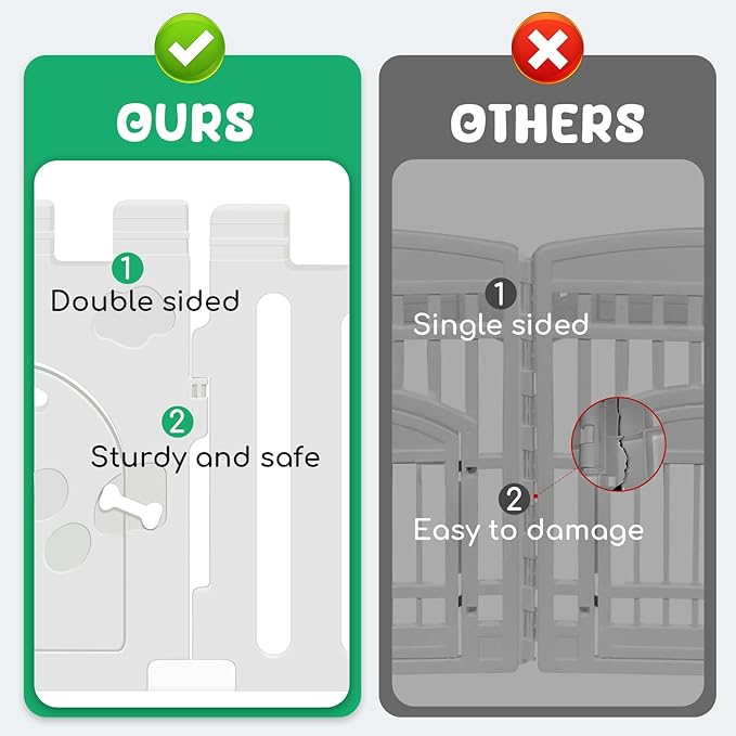 Dog Playpen with Door, 8-Panel 24" Indoor Cat Puppy Playpen, Strong Plastic Small Pet Safety Fence Dog Pen, Non-Slip and Secure Pet Gate, White