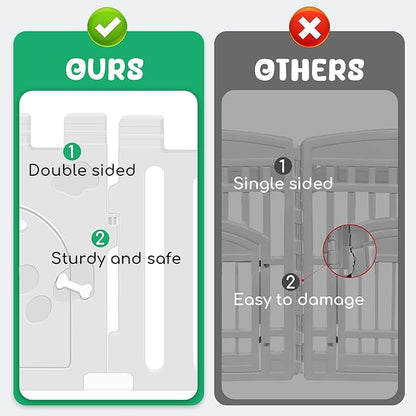 Dog Playpen with Door, 6-Panel 24" Indoor Cat Puppy Playpen, Strong Plastic Small Pet Safety Fence Dog Pen, Non-Slip and Secure Pet Gate, White