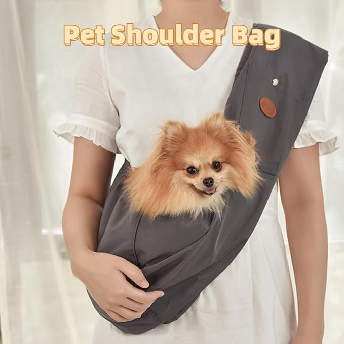 Dog Carrier Sling, Puppy Carrier Bag with Storage Pocket, Hands Free Reversible Pet Papoose Bag, Travel Safe Sling Bag, Suitable for Puppies,Small Dogs Cats Outdoor (Pink)