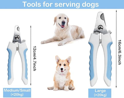 5Pieces Dogs and Cats Grooming Nail Clippers Kit Pet Claws Nail Clipper Trimmers, with Protective Guard Lock to Avoid Over Cutting, Professional Trimmers for Large and Small Cat and Dog Animal. (Blue)