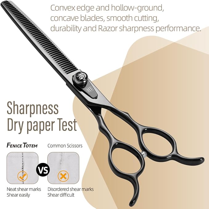 Dog Grooming Scissors: 7.5 inch Bright Black Pet Chunker Shears Made Of Japanese 440C Advanced Stainless Steel Professional Grooming Scissors for Dogs Cats and Other Pets