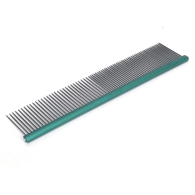 Greyhound Comb For Dogs, Metal Dog Comb Dog Combs with Rounded Ends Dog Comb Cat Comb For Removing and Knots Grooming Tool For Long Short Haired Dog (Green 13cm/5.1in)