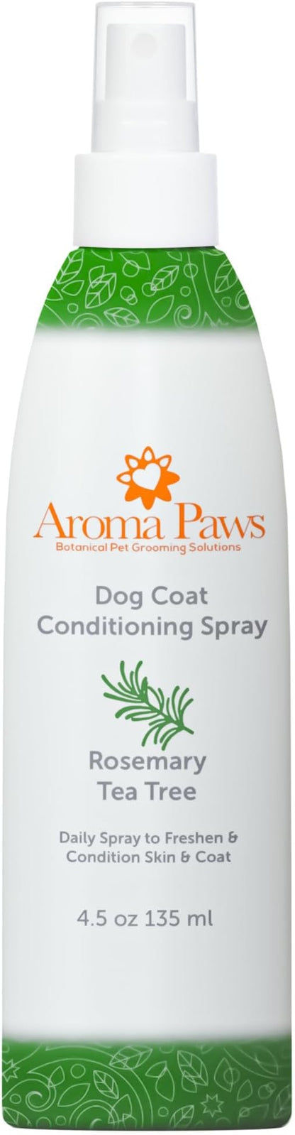 Scented Dog Coat Spray  Cleansing, Conditioning, Moisturizing  Toxin Free, Healthy Ingredients  Aromatic Grooming Puppy Spray  Loosens Knots, Tangles  4.5 Oz., Rosemary Tea Tree