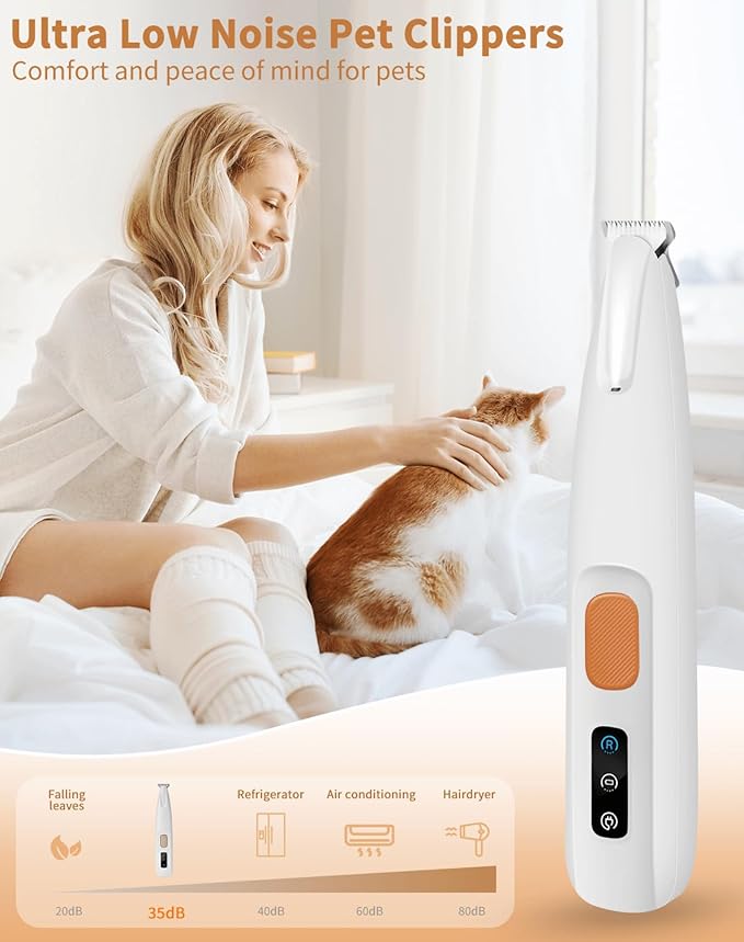 Dog Paw Trimmer with Led Light, 18mm-Blade Electric Dog Clippers for Groomming, Led Display Rechargeable Hair Shaver for Paws, Ears, Face, Rump and Eyes