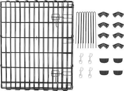 Amazon Basics Foldable Octagonal Metal Exercise Dog Playpen - Indoor/Outdoor, Single Door, Small (8 Panels, 24 x 30), Easy to assemble and store, 30" - Small, , Black