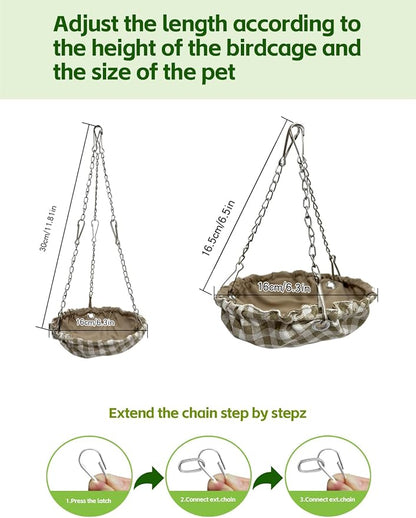Waterproof Bird Nest for Cage, Hanging Birds Hammock with Adjustable Chain, Bird Cage Swing for Parakeets Bird Sleeping Hut for Budgies Lovebirds Quaker (Brown)