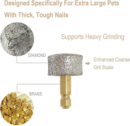 Dog Nail Grinder Replacement Heads/Tips - Designed for Large Dog with Thick, Tough Nails - for Casfuy, LuckyTail and Most Brands' Cat/Pet/Dog Nail Grinders