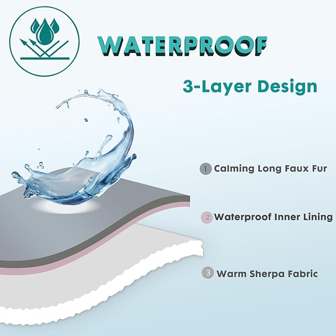 gogobunny Waterproof Dog Blanket for Large Dogs, Cats, Puppy, Reversible Faux Fur Pet Throw Blanket, Washable, Calming Furniture Protection for Sofa Bed (50x60 Inch (Pack of 1), Light Grey)