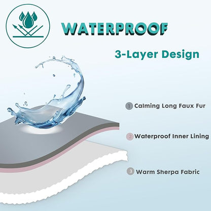 gogobunny Waterproof Dog Blanket for Large Dogs, Cats, Puppy, Reversible Faux Fur Pet Throw Blanket, Washable, Calming Furniture Protection for Sofa Bed (50x60 Inch (Pack of 1), Black)