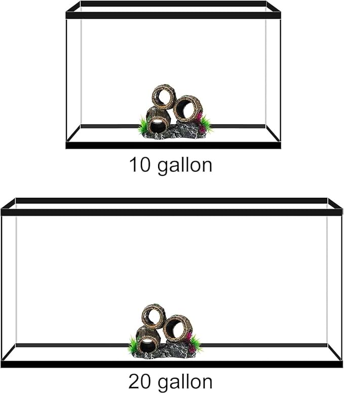 UNEAK - Aquarium Decorations Three Stacked Broken Barrels Fish Tank Decoration Ornament Landscaping Over Rocks Cave Saltwater Freshwater Small & Medium Fish Garden Pond Ornaments Resin