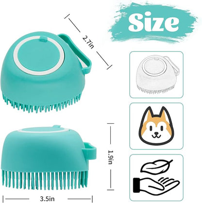 WishLotus Pet Bath Brush, Soft Silicone Cat Grooming Brush Dog Bath Massage Brush Shampoo Dispenser Heart-Shaped Multifunctional Bath Brush for Pet Bath Shower Accessories (Heart-Blue)