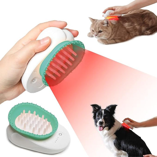 Feeding's LED Pet Brush | Dogs Cat Deshedding Brush Cat Massager for Indoor Cats Dog Brush Dog Arthritis Pain Relief Cat Brush