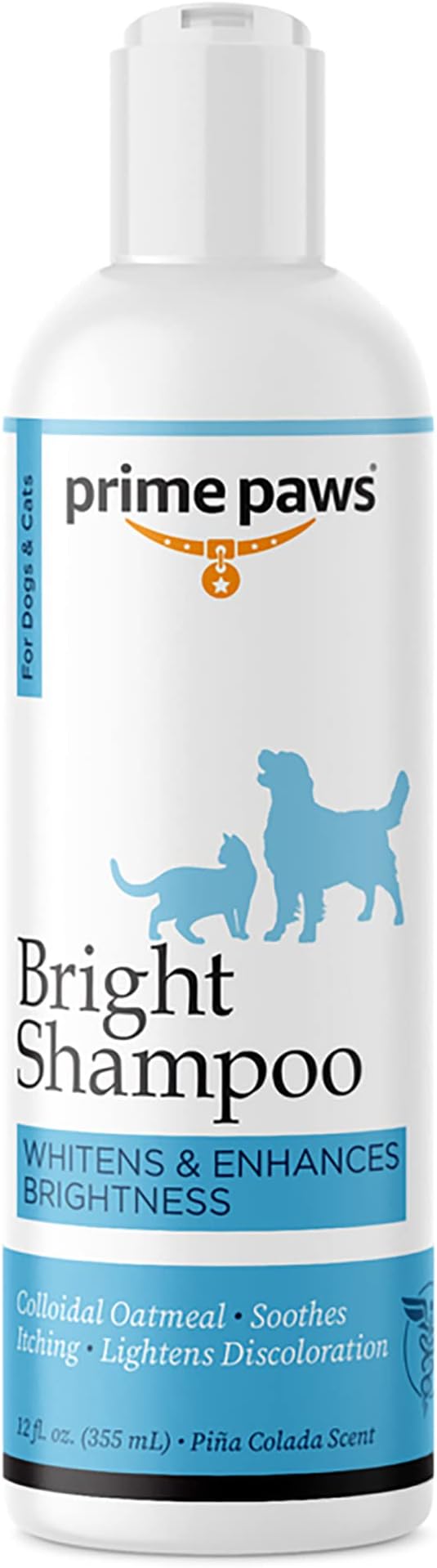 Bright Shampoo for Dogs & Cats - Oatmeal Dog Shampoo Helps Brighten Light or White Fur - Whitening Cat Shampoo Soothes Itching - Pina Colada Scent - 12 oz