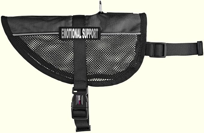 Dogline 13"-16" MaxAire Mesh Vest for Dogs and 2 Removable Emotional Support Patches, Small, Black