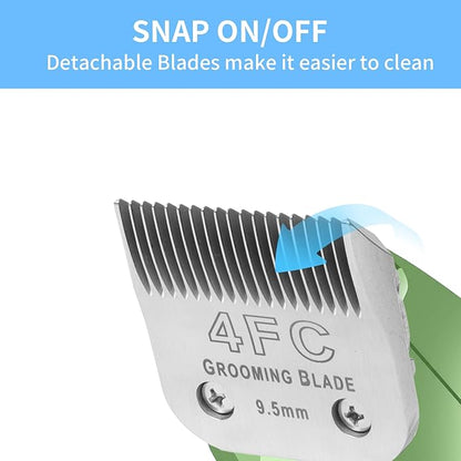 3 Pcs Size 4FC Detachable Dog Grooming Blades, Compatible with Andis, Oster A5, Wahl KM10 Series Clippers, Cut Length 9.5mm, Silver(4FC 9.5mm, 3Pcs)