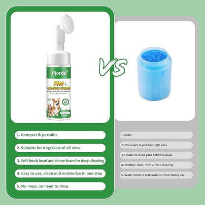 Dog Paw Cleaner, No-Rinse Pet Paw Cleanser for Dogs Large Medium Small XL Breed, Dog Paw Balm for Repairs Dry Cracked Paws, Dog Paw Protector Kit for Pet Foot Washer Care