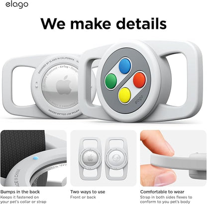 elago Pet Collar W5 Case Compatible with Apple AirTag - Drop Protection Keychain, Cute Design (Track Dogs, Keys, Backpacks, Purses) Tracking Device Not Included (Light Grey)