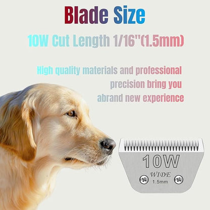 10W+7FW+5FW+4FW Wide Blades for Dog Grooming, Compatible with Ainds, Oster A5, Wahl Km10 and Other Series Clippers, Cut Length 1/16"(1.5mm) to 3/8" (9.5mm), Fit for Larger Animals