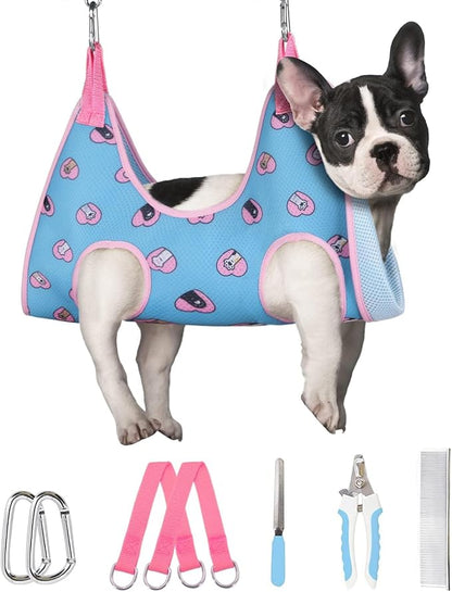 Supet Medium Dog Grooming Hammock Harness for Cats Dogs, Relaxation Pet Grooming Hammock Restraint Dog & Small Animal Leashes Sling(Mï¼ Legs Spacingï¼9"-12.5" / Max Wï¼50LBS ï¼