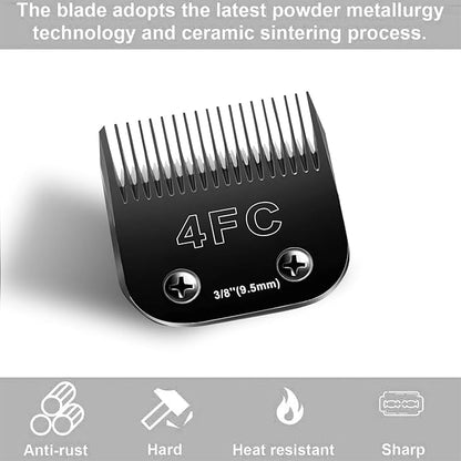4FC Blades Dog Grooming Blades Compatible with Andis/Oster A5/Wahl KM-10 Series Dog Clippers,Detachable Clipper Replacement Blade,Black(4FC/2PCS)
