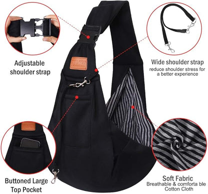 FDJASGY Small Dog Sling Cat Carrier Adjustable Strap Hands Free Reversible Pet Puppy Travel Bag Backpack for Outdoor Travel