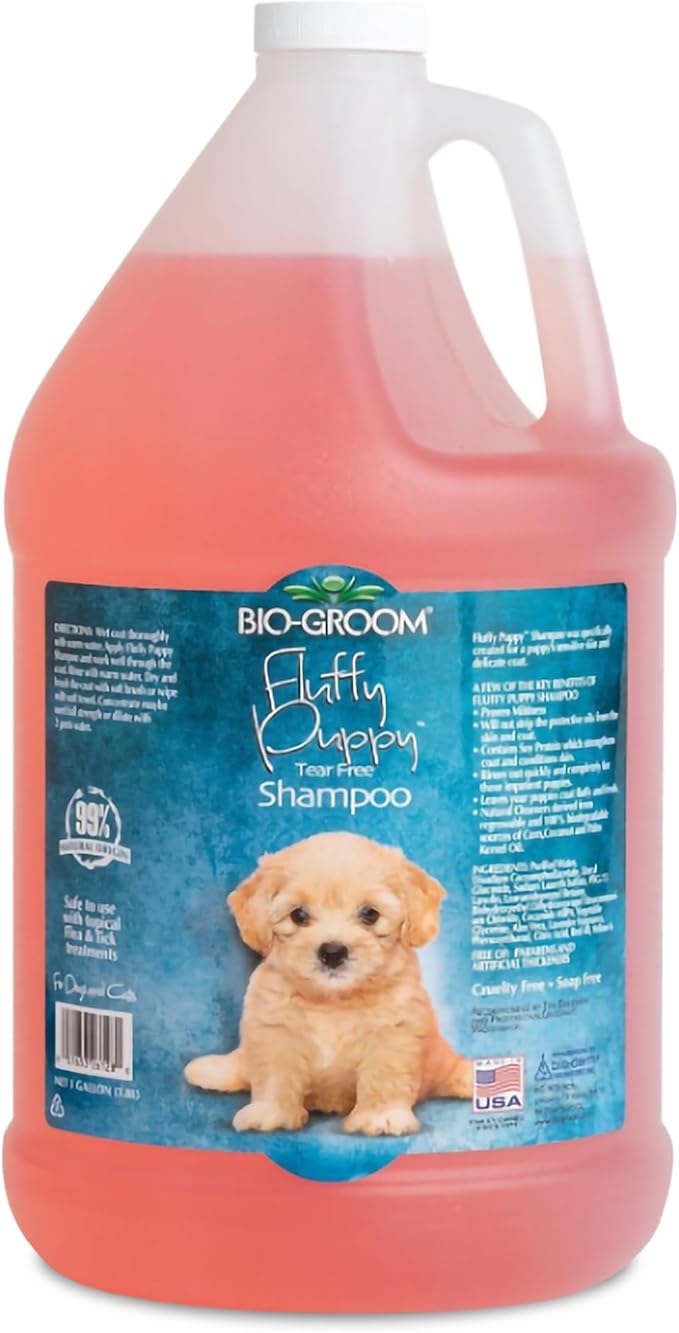 Bio-Groom Fluffy Puppy Tear-Free Shampoo- Dog Bathing Supplies, Puppy Shampoo, Cat & Dog Grooming Supplies for Sensitive Skin, Cruelty-Free, Made in USA, Tearless Products - 1 Gallon