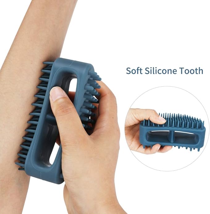 Dog Brush & Cat Brush, Soft Silicone Dog & Cat Grooming Brush, Pet Bath & Massage Brush for Cats and Dogs with Short or Long Hair, Cat Slicker Shedding Hair Brush Slate