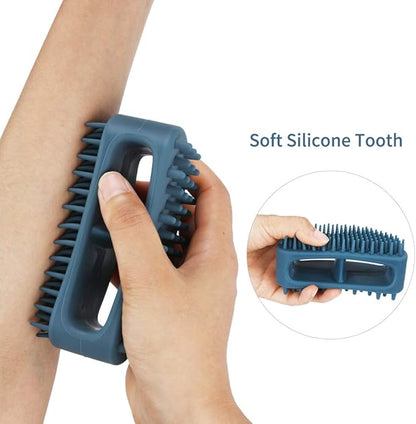 Dog Brush & Cat Brush, Soft Silicone Dog & Cat Grooming Brush, Pet Bath & Massage Brush for Cats and Dogs with Short or Long Hair, Cat Slicker Shedding Hair Brush Slate