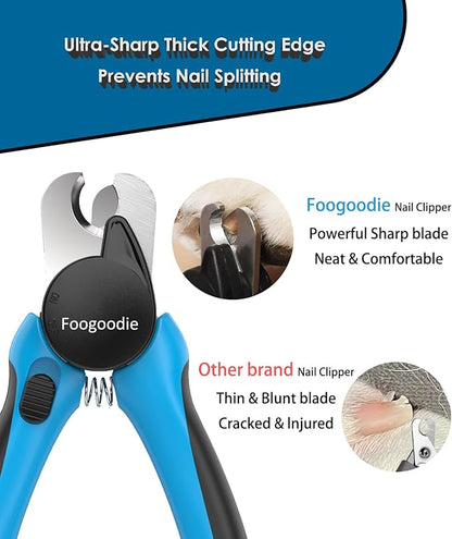 Dog Nail Clippers with Light, 2 in 1 Dog Nail Trimmers with Safety Guard & Quick Sensor to Prevent Over-Cutting, Includes Pet Grooming Comb & Nail File, Ideal for Cats & Dogs