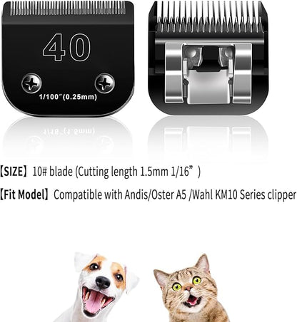 2PACK 40 Blades Dog Grooming Blades Compatible with Ainds/Oster A5/Wahl KM-10 Series Dog Clippers,Detachable Clipper Replacement Bladeï¼_lack