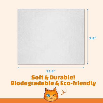 Mr. Tom's Magic Towel - Pet Wipes for Cats - Rinse-Free Compressed Shampoo Towel for Cats and Dogs - Non-Toxic, Re-usable, pH-Balanced, Omega 3 Fish Oil Cat Shampoo - 10 Towel Pieces