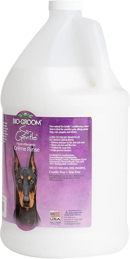 Bio-Groom So-Gentle Hypoallergenic Dog Conditioner  Tearless, Cat & Dog Bathing Supplies, Puppy Wash for Gentle Skin, Cruelty-Free, Made in USA, Tear-Free Dog Products  1 Gallon